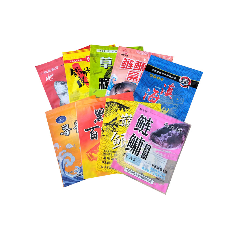 魚(yu)餌包裝袋餌(ěr)料窩料防潮(cháo)三邊封拉鏈(lian)袋鋁箔袋彩(cǎi)印複合自立(lì)袋